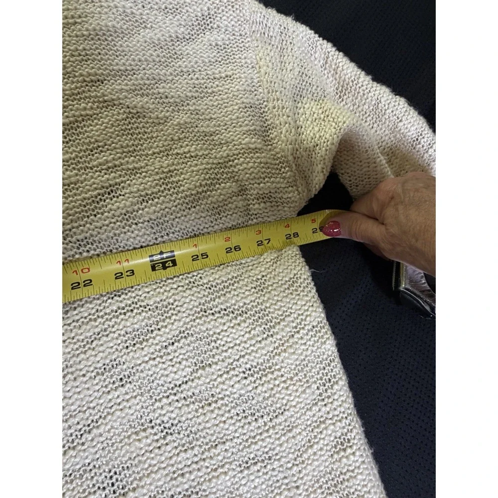 Oversized Toggle Button Knit Cardigan Sweater~Sz L~Ivory Shawl Collar 3/4 Sleeve